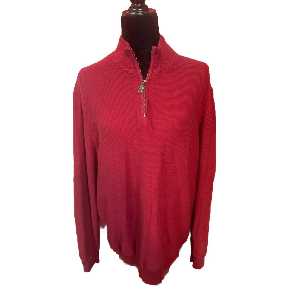 Lachlan Men Red Hold Zipped Front Pullover Weather SZ- XL Pre Loved 100% Cotton